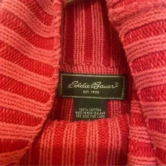 Vintage Eddie Bauer Nantucket Red 100% Cotton Ribbed Turtleneck  Sweater Size L - Picture 4 of 7